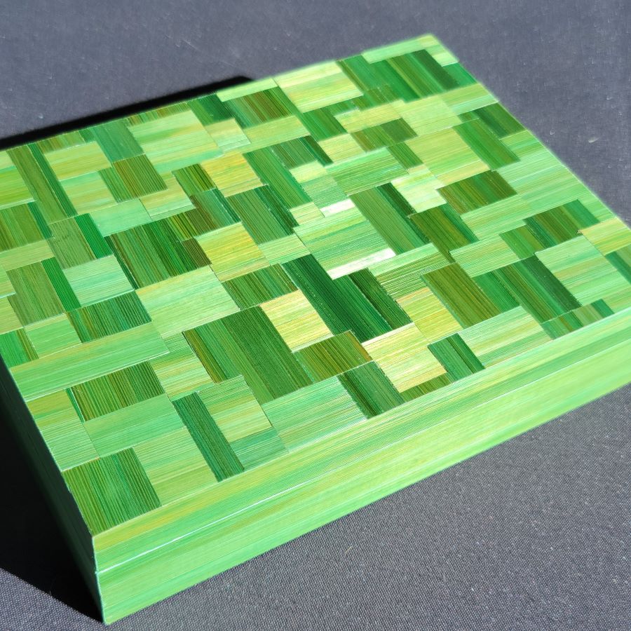 Boite de rangement design moderne | marqueterie de paille