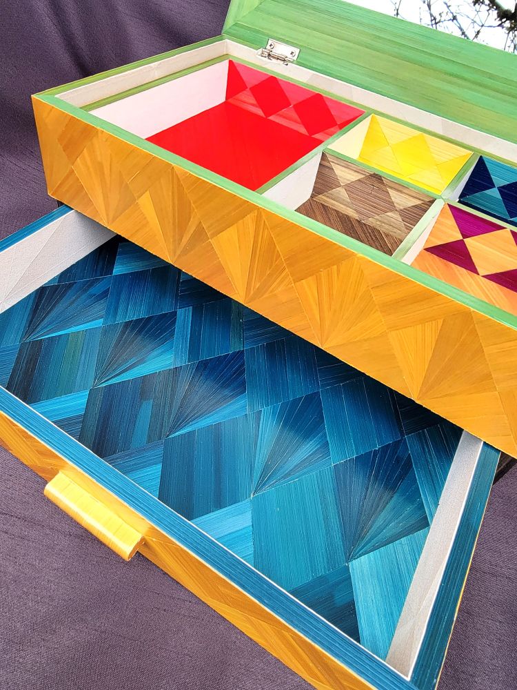 Boite a bijoux de luxe - marqueterie de paille
