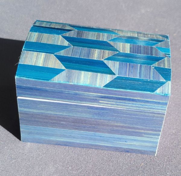 Petit coffret bleu - marqueterie